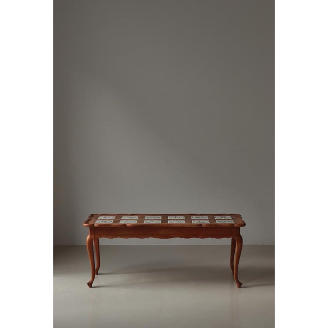 Brown Vintage Danish Oak Coffee Table with Ceramic Tiles by Frits Henningsen, 1940s For Sale - Image 8 of 16