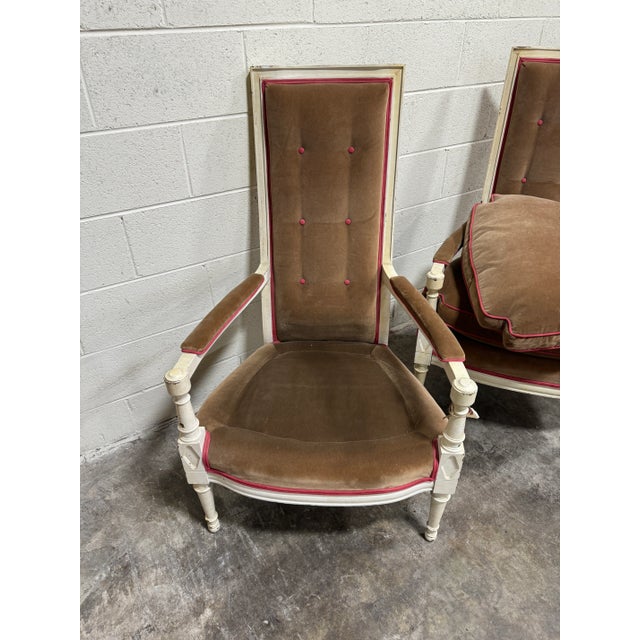 Textile French Regency Style Velvet Fireside Chairs - a Pair For Sale - Image 7 of 12