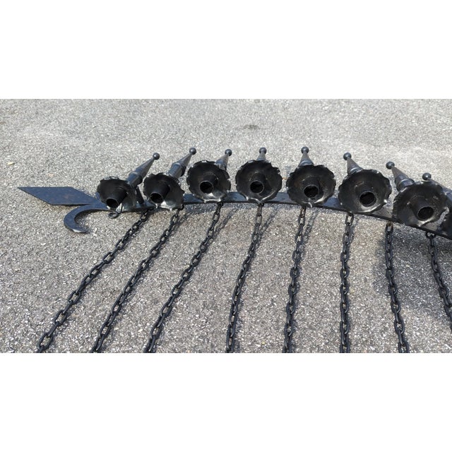 Hand Forged Wrought Iron 9 Light Wall Sconce Gothic Candelabra Spanish Revival For Sale - Image 15 of 17
