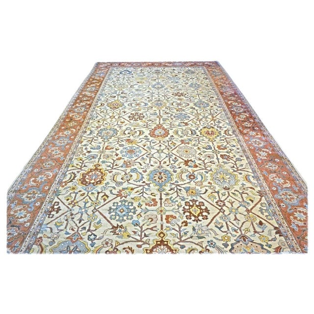 Persian Persian Sultanabad Masters Wool 11x35 Rust, Light Blue & Ivory Handmade Area Rug #1141201 For Sale - Image 3 of 8