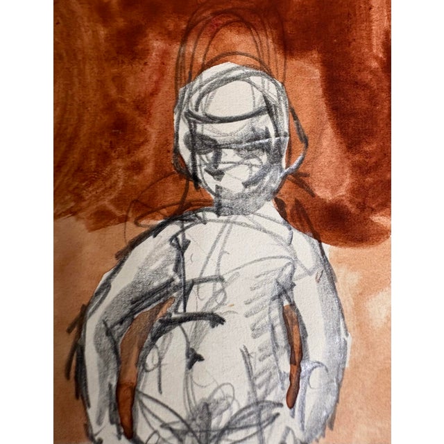 Figurative Impressive 1960’s Vintage Abstract Expressionist Painting of a Standing Figure by Artist Michael Davies For Sale - Image 3 of 7