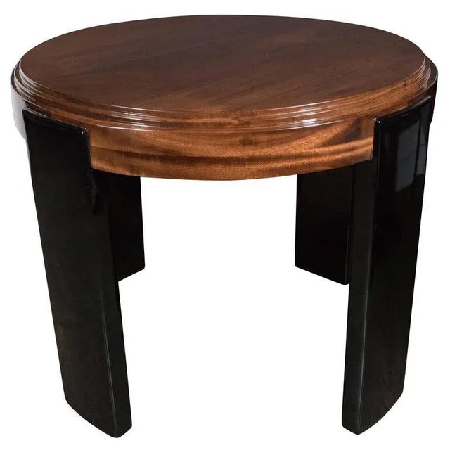 Art Deco Skyscraper Style Stepped Detail Side Table with Black Lacquer Legs For Sale - Image 9 of 9