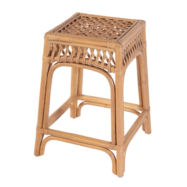 Brown Antigua 24.75 in. Seat Height Square Rattan Counter Stool with Footrest, Natural Rattan For Sale - Image 8 of 8
