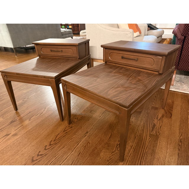 Pair of 1960s Mersman Walnut Step End Tables For Sale - Image 6 of 7