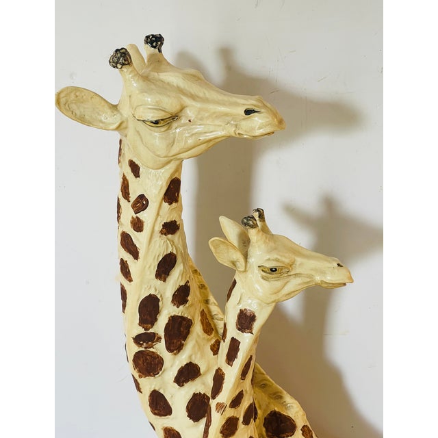 Contemporary Vintage Recumbent Giraffes Sculpture Handpainted For Sale - Image 3 of 4