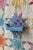Antique Folk Art Diamond-Form Lattice Back Wall Pocket, Early 20th Century. Robin egg blue-painted surface with hints of...