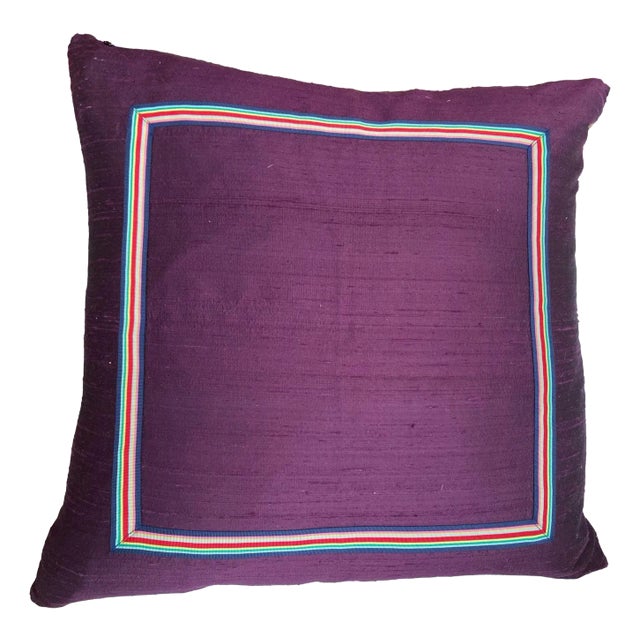 Rainbow Border Purple Throw Pillow Cover For Sale