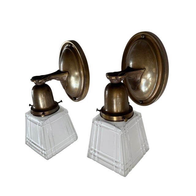 Metal Antique Arts and Crafts Wall Sconces - a Pair For Sale - Image 7 of 9