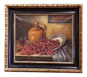 19th Century French Signed Oil on Canvas Painting in Carved Gilt Frame