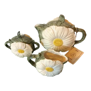 Fitz & Floyd Daisy Ceramic Tea Set- 3 Pieces