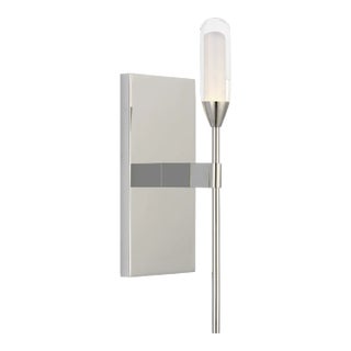 Peter Bristol for Visual Comfort Signature Overture Medium Sconce in Polished Nickel with Clear Glass For Sale
