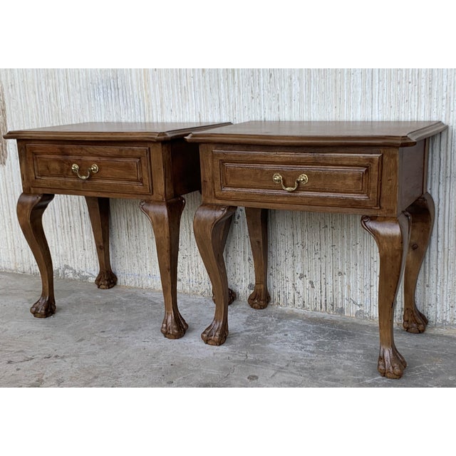 20th Century Pair of French Nightstands with One Drawer and Claw Feet For Sale - Image 17 of 18
