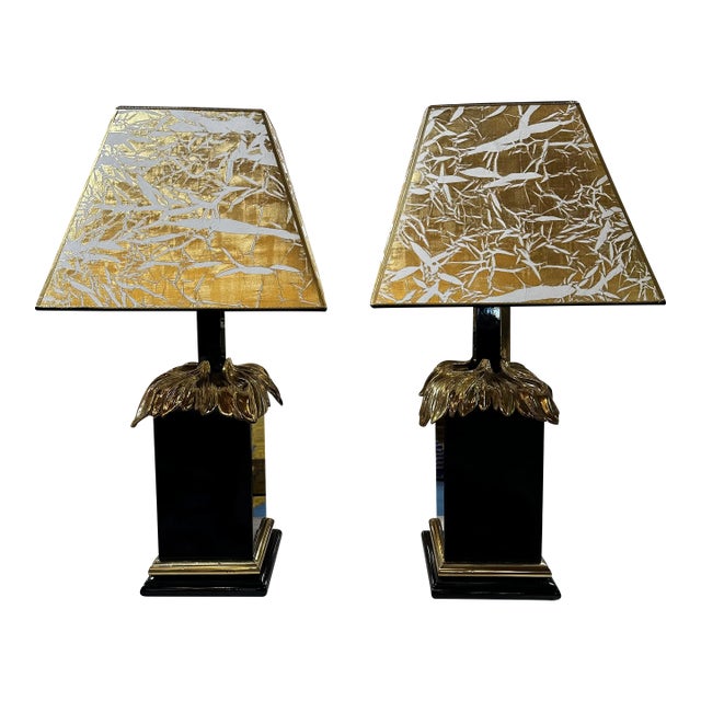 Pair of 1980s Art Deco Italian Table Lamps For Sale