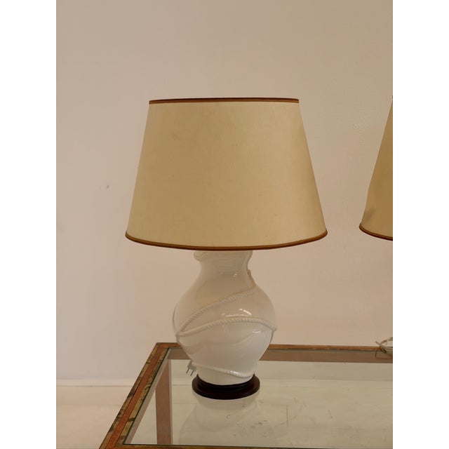 Textile Ceramic Lamps with Naval Design, 1980s, Set of 2 For Sale - Image 7 of 8