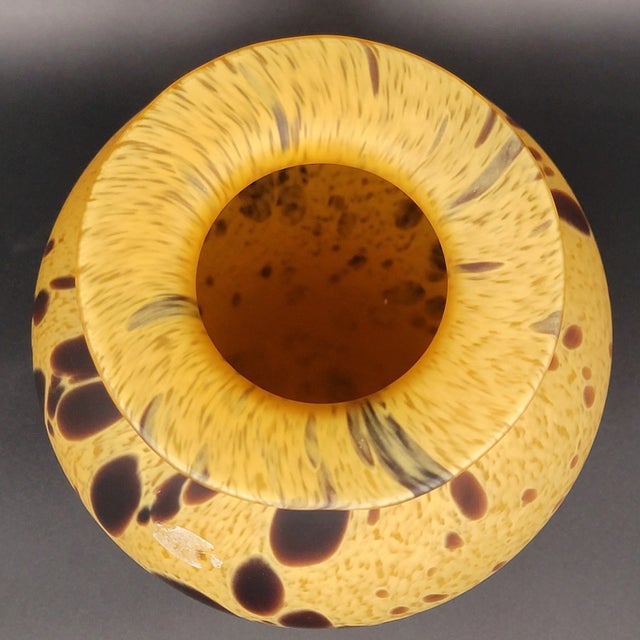 Vintage Murano Style Iitalian HandBlown Tortoise Shell Satin Art Glass Vase For Sale - Image 11 of 11
