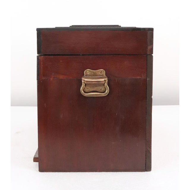 Antique Mahogany Tool Chest With Key & Self Locking Front For Sale - Image 11 of 15