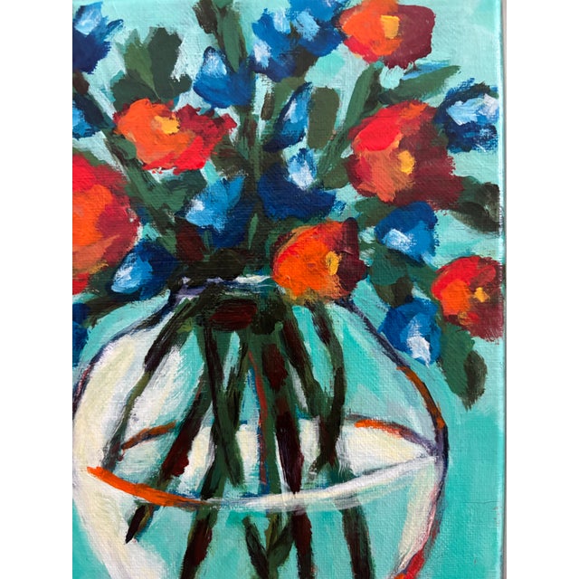 Wood “Garden Rhythm” Original Acrylic Contemporary Expressive Floral Still Life by Linda McDonough For Sale - Image 7 of 12