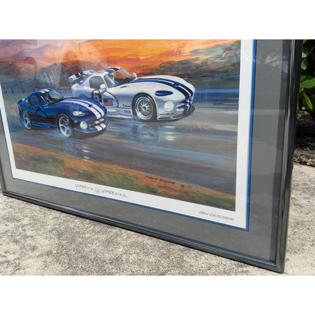 Blue Vintage 1996 Dodge Viper Owners Invitational Framed Poster For Sale - Image 8 of 11