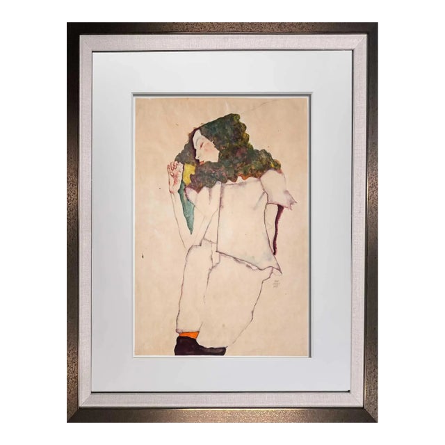 Egon Schiele Lithograph "Sleeping Girl" Limited Edition Sign W/Frame *Rare Find For Sale
