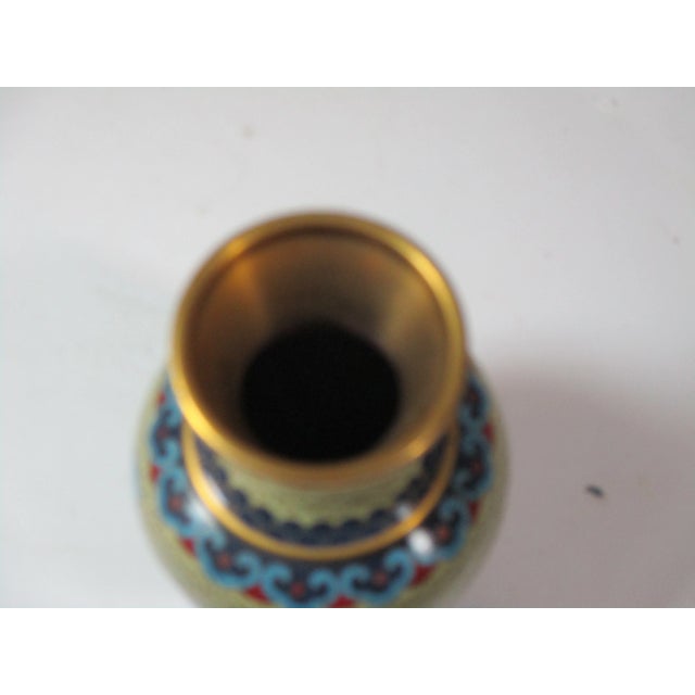 1960s Vintage 1960s Floral Cloisonne Vase For Sale - Image 5 of 8