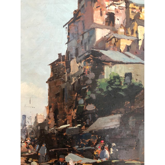 Ezelino Briante, Port de pêche animé, Oil on Wood, Framed For Sale - Image 6 of 10