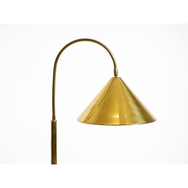Large Mid-Century Modern Brass Table Lamp with Conical Shade, 1960s For Sale - Image 9 of 18