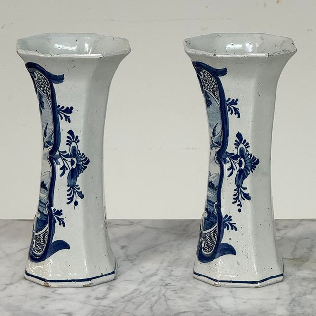 Set of Five 18th Century Dutch Delft Biblical-Themed Garniture Vases For Sale - Image 10 of 18