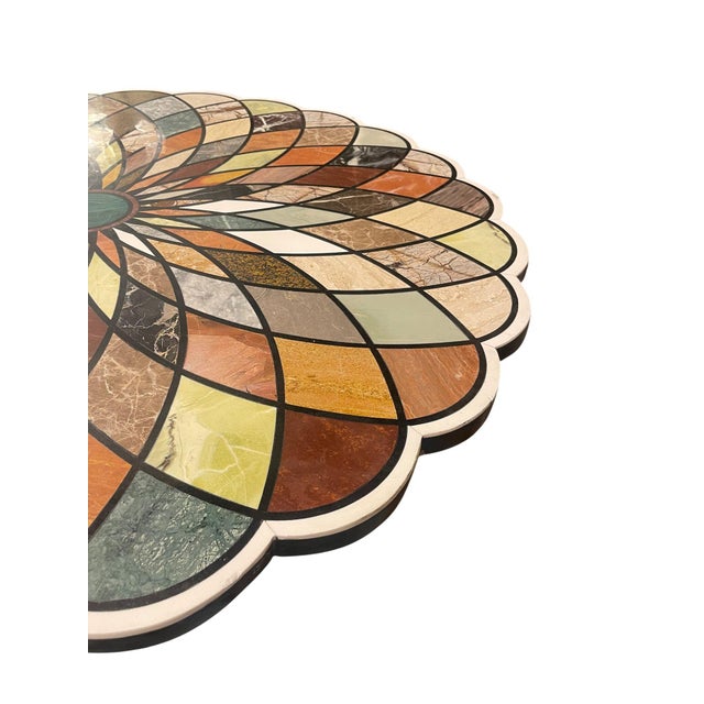 Early 20th C. Italian Pietra Dura Geometric Flower Center Table W/ Marble Base For Sale In Los Angeles - Image 6 of 10