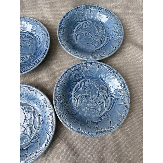Vintage Blue Bordallo Pinheiro Plates Set of 6 For Sale In New York - Image 6 of 11