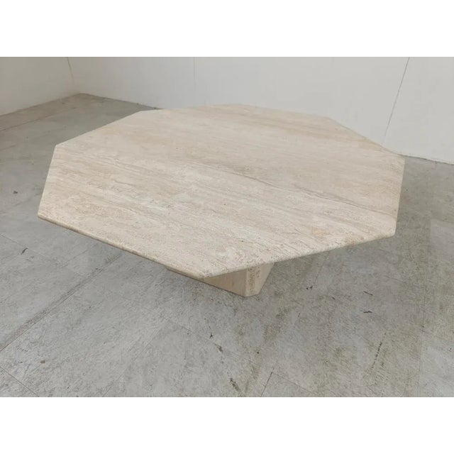 Beige Vintage Travertine Coffee Table, 1970s For Sale - Image 8 of 11