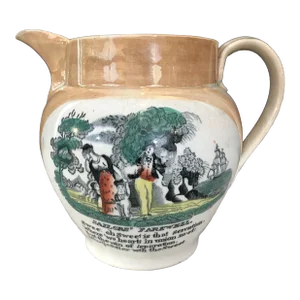 19th Century English Sunderland Lustreware Mariner's Compass Jug of Pitcher Depicting the "Sailor's Farewell"