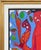 Richard Antilhomme Red & Blue Abstract Figurative Painting with Four Figures and Botanical Elements, Late 20th Century For Sale In Houston - Image 6 of 12