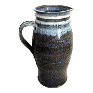 Late 19th Century Salt Glazed Studio Pottery Stoneware Pitcher For Sale