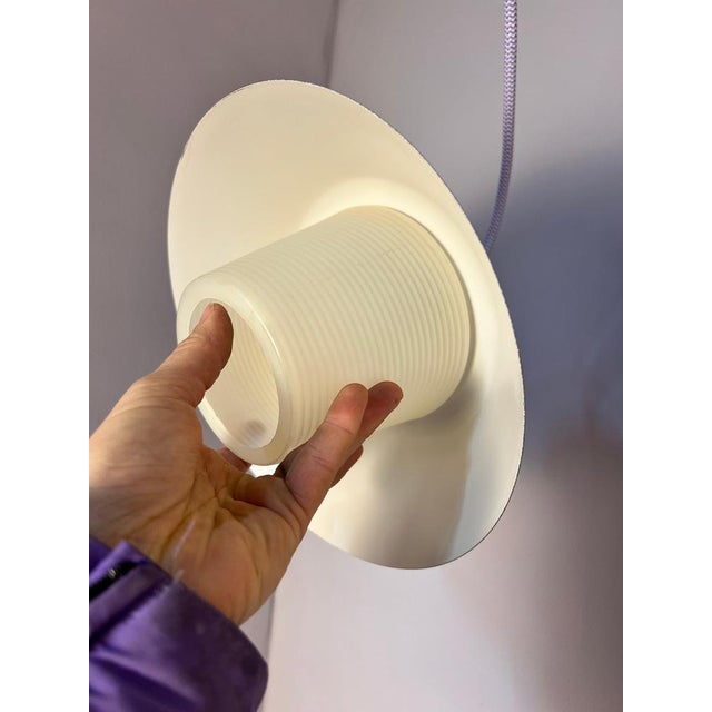 Purple Danish Hanging Lamp in Purple and White For Sale - Image 8 of 11