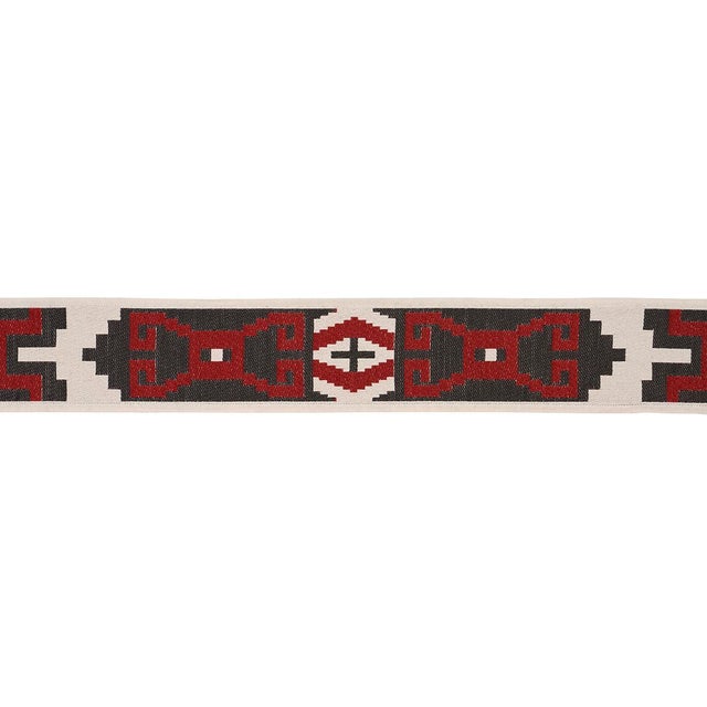 Schumacher Storm Pattern Tape Trim In Red For Sale