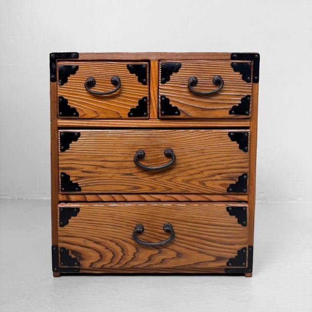 Vintage Japanese Wooden Jewellery Cabinet with Four Drawers, 1970s For Sale - Image 9 of 9