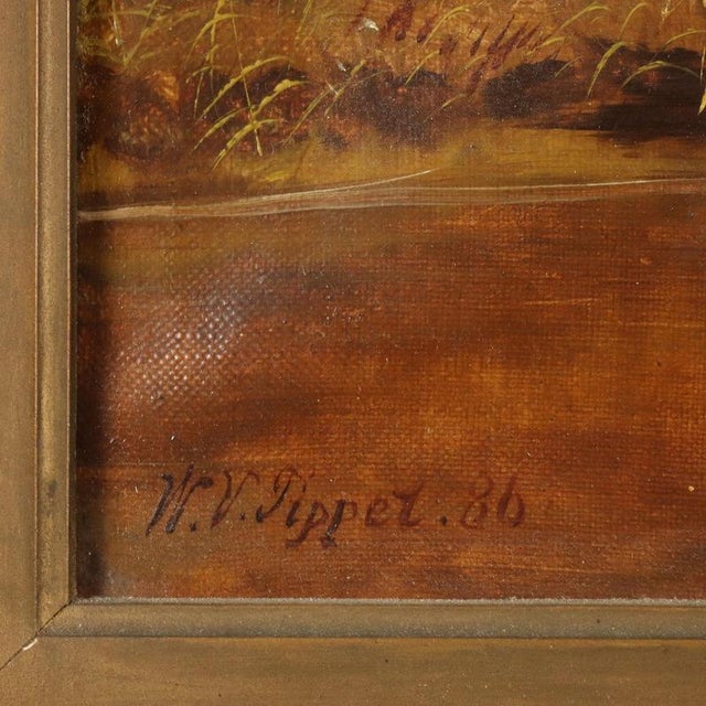 W. V. Tippel, Landscape with Cows and Shepherd, 1886, Oil on Canvas For Sale - Image 8 of 14