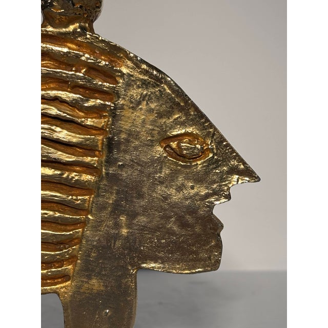 1990s Casenove Pierre, Pierre Casenove (1943) for Fondica, Candlestick Sculpture with Stylized Face, France 1994, 1994, Bronze For Sale - Image 5 of 9