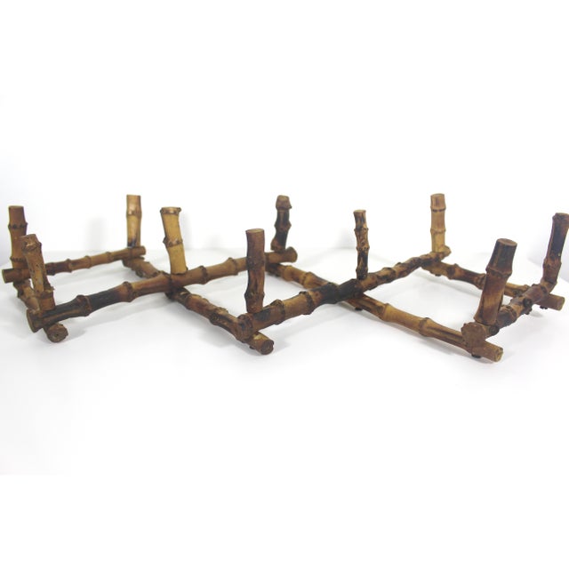 Brown Early 20th Century Burnt Bamboo Accordion Wall Rack Hooks French Coat Hook Victorian For Sale - Image 8 of 14