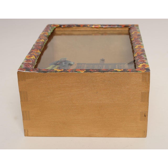 Vintage Folk Art Decoupage Found Object Shadow Box With Belle Epoch Performer For Sale In New York - Image 6 of 15