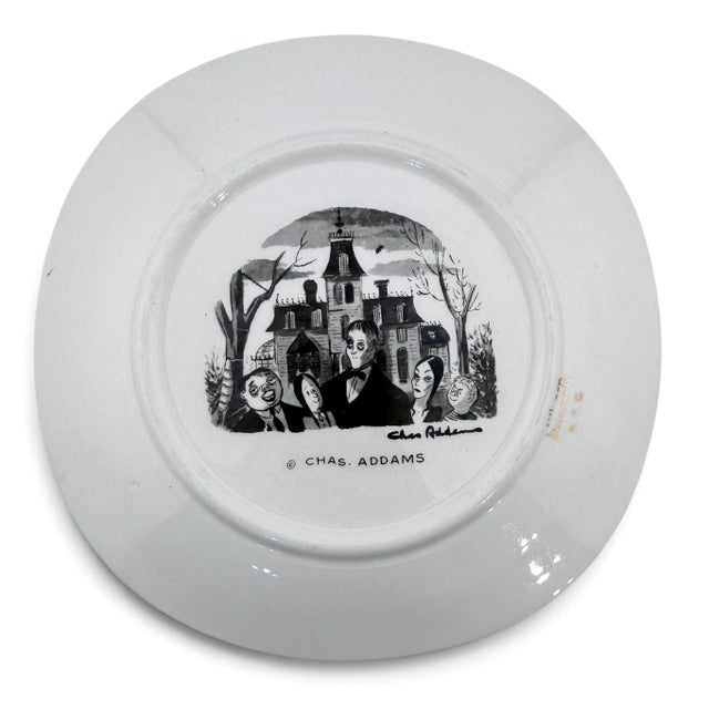 White Set of 6 Vintage Chas Addams Cartoon Plates by Milbern, New York For Sale - Image 8 of 18