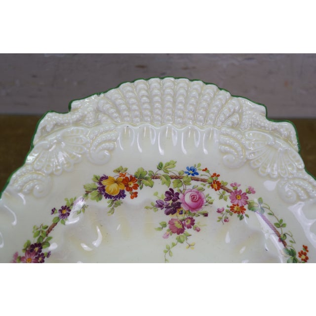 Antique Coalport Kings Ware Scalloped Floral Compote Dish Shallow Bowl 12" For Sale - Image 11 of 13