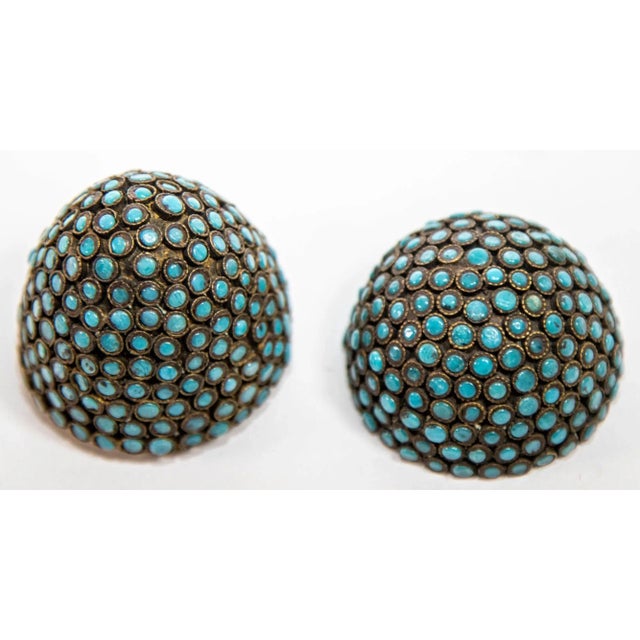 Antique Tibetan Egg Shaped Box With Turquoise Blue Stone