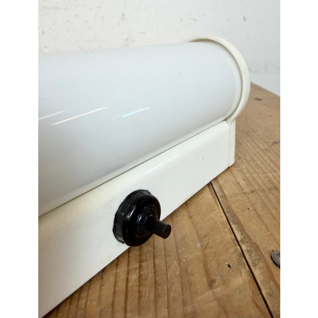Industrial White Bakelite and Milk Glass Wall Light from Elektrosvit, 1950s For Sale - Image 9 of 13