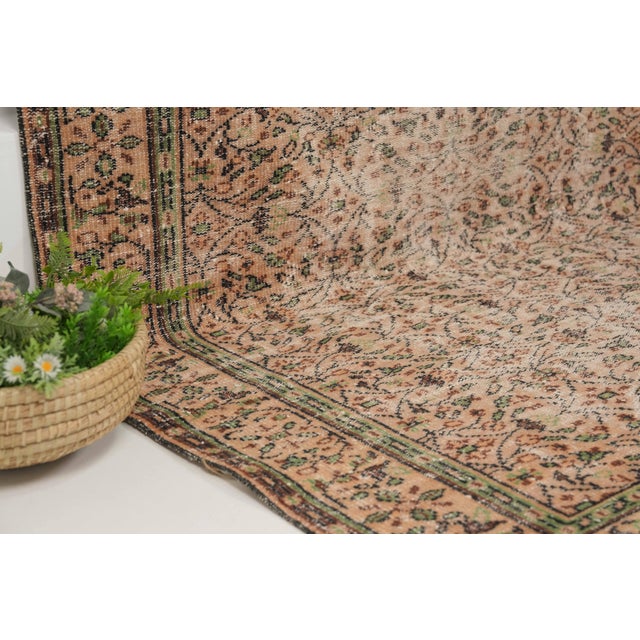 1970s Vintage Turkish Handmade Wool Cotton Beige Area Rug For Sale - Image 4 of 12