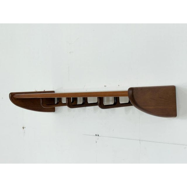 Mid-Century Teak Wall-Mounted Coat Rack For Sale - Image 6 of 9