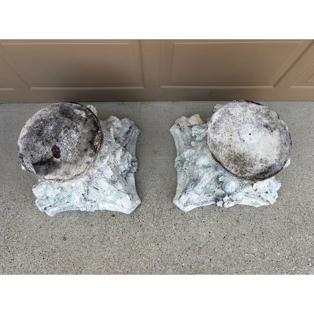 Late 20th Century Pair of Weathered Cast Concrete Corinthian Capital Garden Stands For Sale - Image 10 of 14