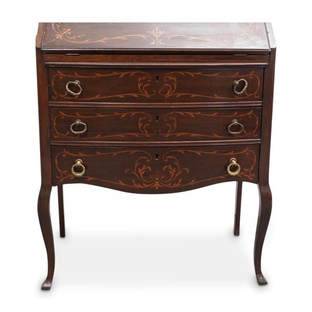 Antique French Marquetry Secretaire Desk For Sale - Image 4 of 13
