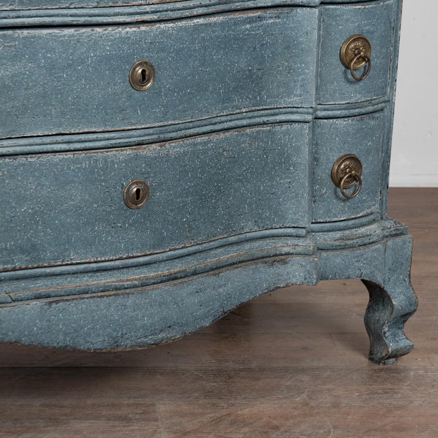 Late 18th Century Blue Swedish Rococo Chest of Four Drawers For Sale - Image 15 of 18