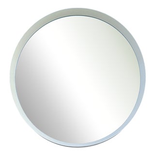 Vintage Round Wall Mirror with White Frame, 1970s For Sale